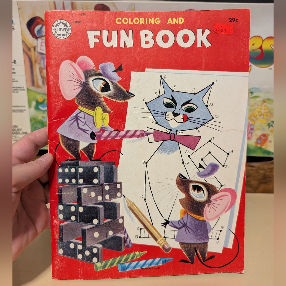 Vintage Coloring and Fun Book published by Low 1950s-60s - Uncoloured!